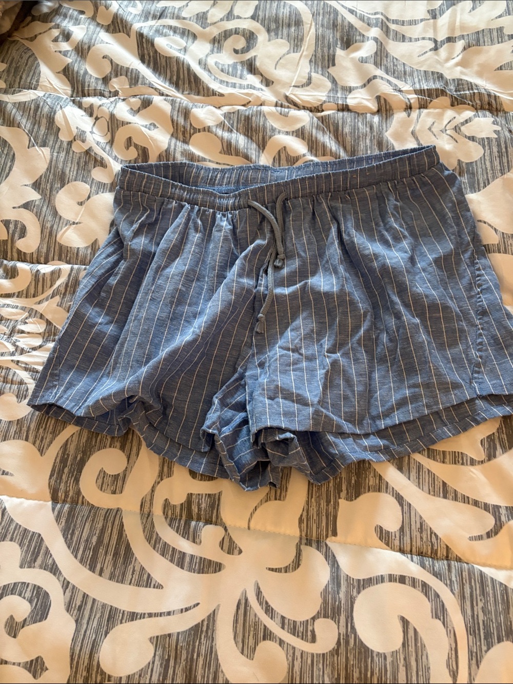 Light Blue Pinstripe Drawstring Shorts